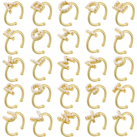 Eleganter Kupfer Offener Ring Mit Buchstaben Alphabet Für Damen Luxus Künstliche Perle Eingelegt Verstellbarer Gold Silber Plattierter Ring