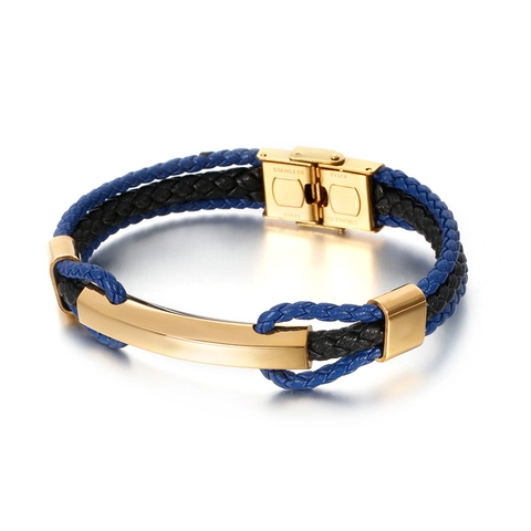 Herren Mehrlagiges Geflochtenes Lederarmband Edelstahl Magnetverschluss Business Stil Mode Accessoire