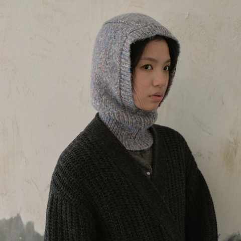 Knitted Balaclava Hat Women Colorful Marled Speckles Polyester Acrylic Wool Blend Hooded Scarf Thermal Outdoor