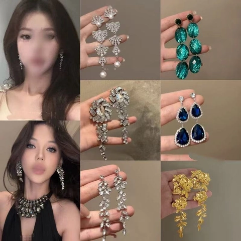 Shiny Zircon Long Tassel Drop Earrings Copper Luxury Temperament Women Fashion Jewelry With Silver Earring Post