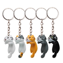 Süßer Cartoon Liegende Katze PVC Schlüsselanhänger Mini Tier Anhänger Hängeornament Kreative DIY Tasche Auto Schlüsselring Dekoration Für Geschenk