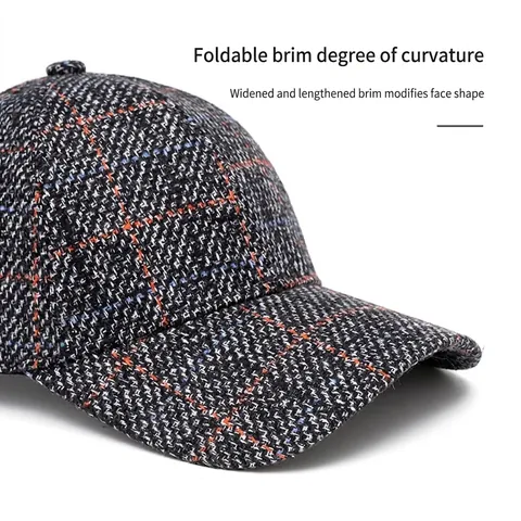 Geruite Baseballpet Tweed Geruit Britse Stijl Gebogen Rand Verstelbare Zonneklep Hoed Voor Mannen Vrouwen Casual
