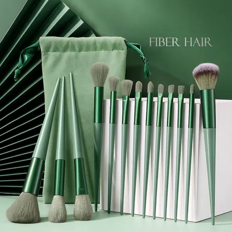 Makeup Brushes Kit Synthetic Fiber Bristles Soft Powder Grip Aluminum Ferrule With Storage Bag For Foundation Eyeshadow
