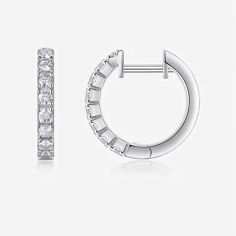 925 Sterling Silver Moissanite Hoop Earrings For Women O-Shape Circle Pave Setting Moissanite Jewelry With GRA Certificate