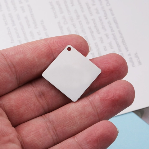 Square Blank Pendant Stainless Steel Mirror Polished DIY Charm For Jewelry Making Plain Metallic Accessory