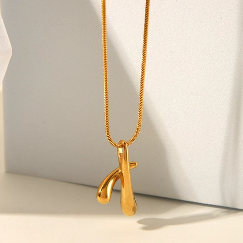 Roestvrijstalen Ketting Met Abstract X Hanger Titanium Staal Slangenketting Graffiti Stijl Voor Dames Verguld Hypoallergeen