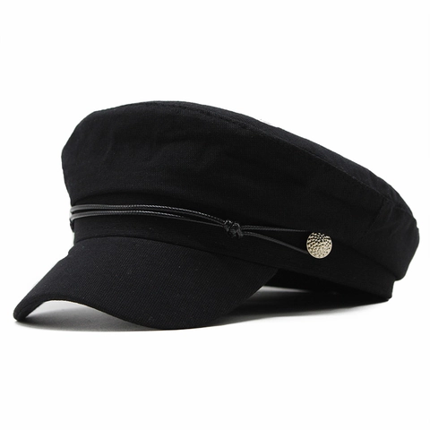 Cappello Da Fornaio Retro Da Donna Misto Cotone Poliestere Cappello Da Marinaio Con Corda Decorativa E Bottone In Metallo