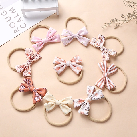 Fascia Neonato Fiocco Tessuto Morbido Nylon Alta Elasticità Stampa Floreale Accessorio Pastorale Per Bambini