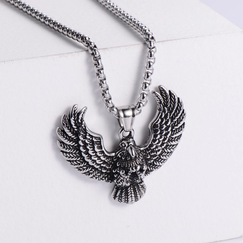 Eagle Pendant Necklace Retro 304 Stainless Steel Spread Wings Gothic Punk Jewelry For Men Women