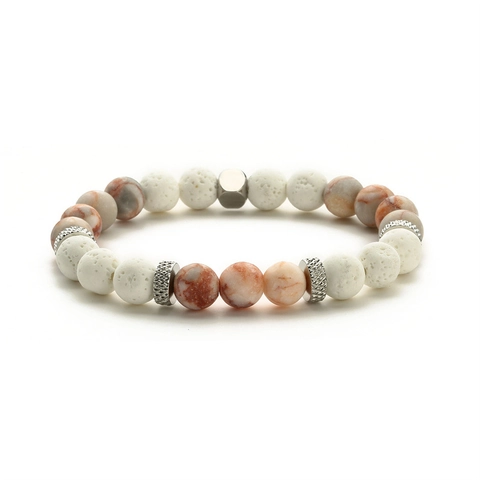 Natural Stone Beaded Bracelet Lava Rock Amethyst Tiger Eye Elastic Yoga Healing Jewelry For Men Women