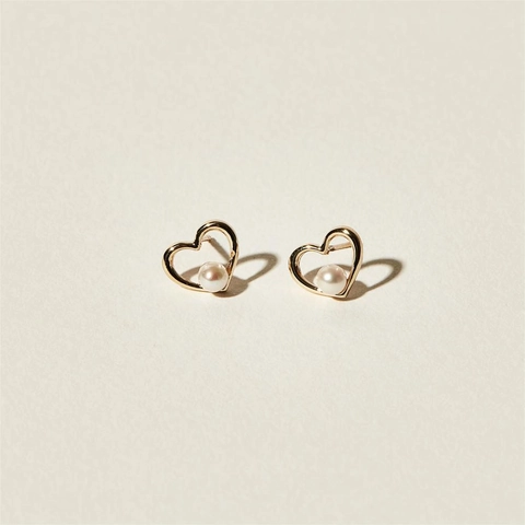 Herz Ohrstecker Mit 925 Sterling Silber Ohrringpfosten Künstliche Perle Eleganter Koreanischer Stil Minimalistischer Schmuck Damen