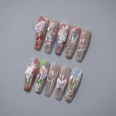 Butterfly 5D Embossed Nail Art Stickers Self Adhesive Artificial Pearls Star Design Manicure Decals DIY