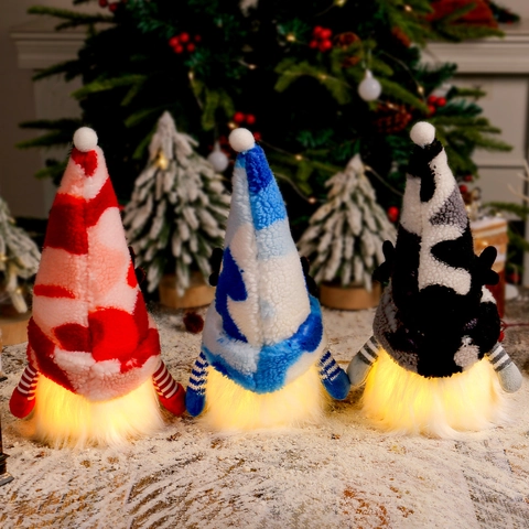 Weihnachtsgnom Plüsch Rentiergeweih LED Leuchtende Tomte Gesichtslose Puppe Rudolf Ornament Für Feiertags Party Heimdeko