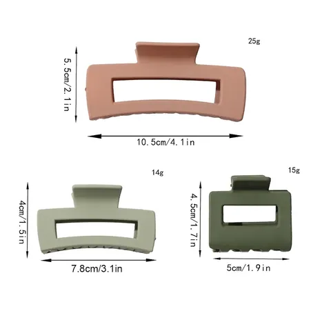 Matte Hair Claw Clip Large Square Hollow Geometric Plastic Nonslip Hair Catch Barrette Styling Tool For Women