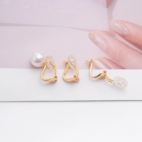 925 Sterling Silver Ear Clip Converters For Non Pierced Ears Gold Plated U Shaped DIY Earring Findings With Silicone Pads