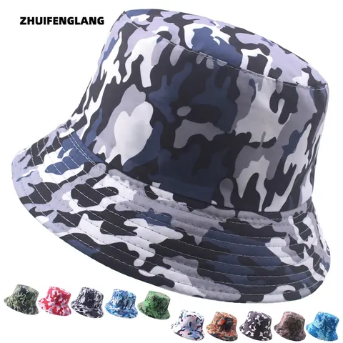 Polyester Camouflage Bucket Hat Foldable Reversible Sun Protection Outdoor Hiking Fishing Travel Fashion Unisex Sun Cap