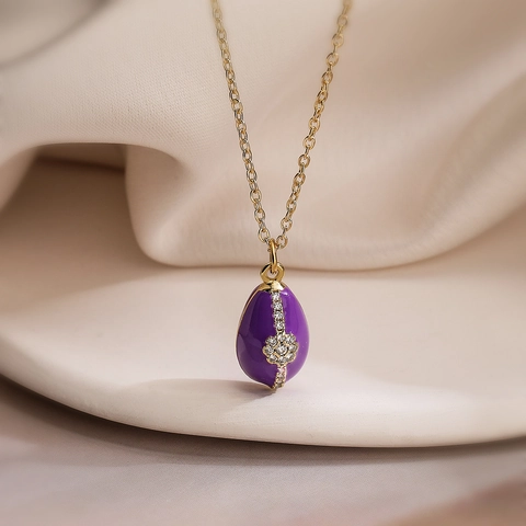 Collana Pendente Uovo Rame Placcato Oro Zircone Smalto Colorato Vintage Olio Goccia Gioielli Eleganti Donne Regalo Accessori