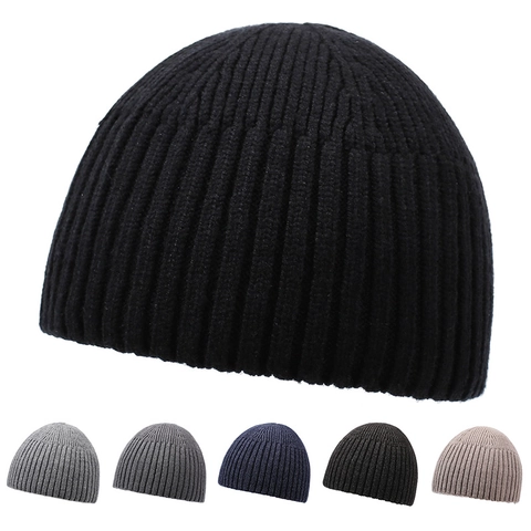 Gorro De Punto Acanalado Unisex Invierno Cálido Color Sólido Poliéster Casquete Exterior Cortavientos Informal Elástico