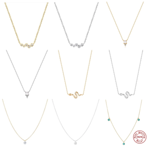 Collana In Argento Sterling 925 Da Donna Con Ciondolo In Zirconia AAAAA Perla Artificial E Turchese Gioielli Minimalisti A Serpente Elegante