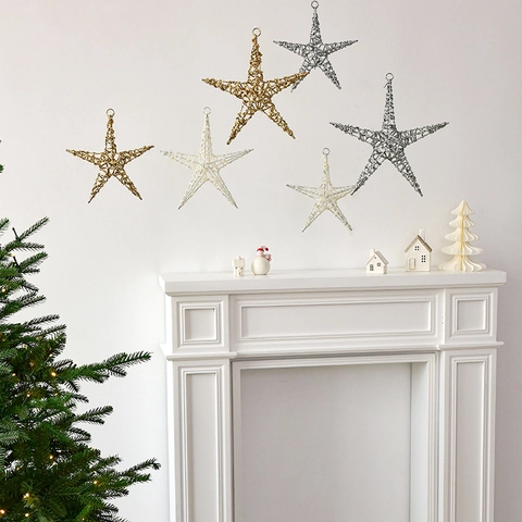 Decorazione Sospesa a Stella di Natale in Ferro Con Glitte Stella Marina Ornamento Creativo Per Soffitto Per Negozio Festa Casa