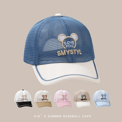 Berretto Da Baseball Bambini Maglia Traspirante E Poliestere Ricamo Orecchie Di Orso Regolabile Cappello Da Sole Estivo
