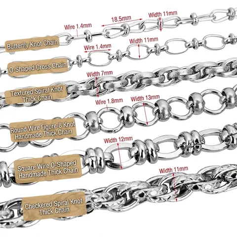 Stainless Steel DIY Jewelry Chain Link For Necklace Bracelet Making Hip Hop Heavy Textured Style Bag Strap Accessory