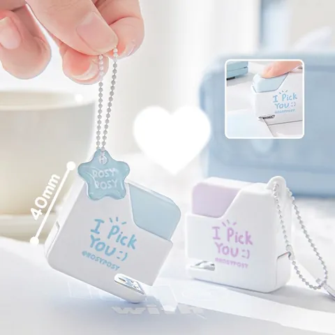 Mini Grapadora Portátil Diseño Cubo De Azúcar Color Macarrón Plástico Metal Oficina Escuela Con Colgante De Estrella