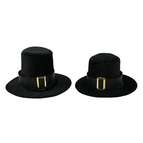 Cilindro Nero Vintage Piatto Feltro Di Lana Con Fibbia Dorata Per Halloween Spettacolo Di Magia Costume Da Scena