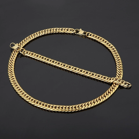 Collar De Cadena De Eslabones Cubanos Para Hombre Acero Inoxidable De Titanio Hip Hop Streetwear