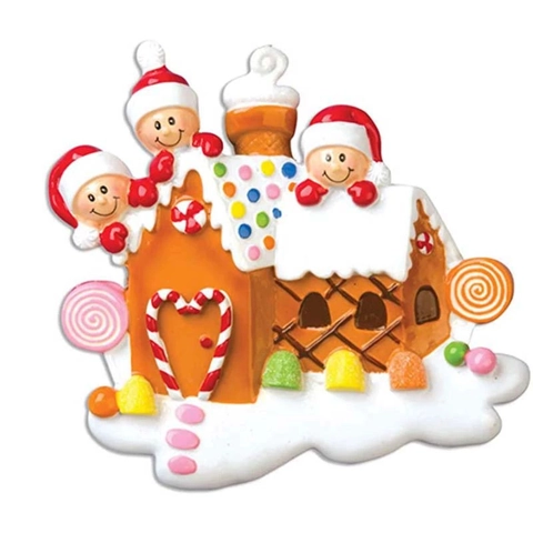 Christmas Gingerbread House Hanging Ornament Resin Hand Painted Snowman Family Figurines Candy Decor Holiday Tree