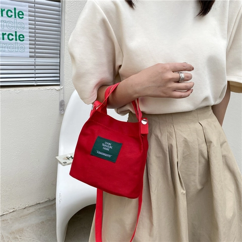 Borsa A Secchiello In Tela Minimalista Mini Tote Donna Borsa A Tracolla Borsa A Mano Chiusura Magnetica Stile Coreano