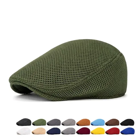 Casquette Ivy En Maille Respirante Pour Hommes Été Légère Plate Protection Solaire Extérieure Ajustable Décontractée