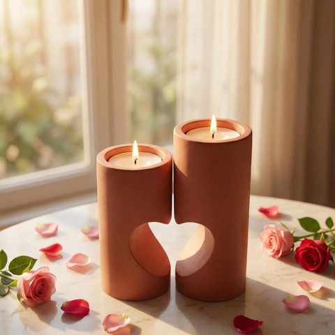 Heart Splicing Candle Holder Silicone Mold DIY Resin Casting Plaster Ornament Valentine Day Home Decoration Craft