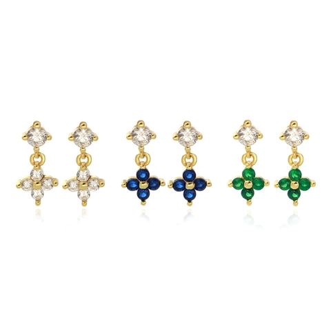 Pendientes De Trébol Con Poste De Plata De Ley 925 Flor Circonita Joyas Delicadas Para Mujeres