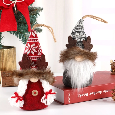 Gnomi Di Natale Addobbi Appesi Corna Di Renna Cappello Di Maglia Fiocco Di Neve Bambole Di Peluche Tomte Per Decorazioni Casa