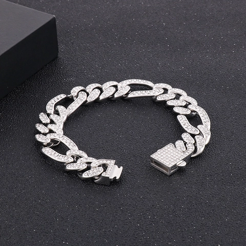 Pulsera De Cadena Cuban Link Para Hombre Iced Out Acero Inoxidable Micro Incrustación Zircón Joyería Hip Hop