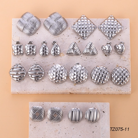 Minimalist Stainless Steel Stud Earrings For Women Quilted Woven Geometric Earrings Gold Silver Plated Square Heart Commute Jewelry Gift