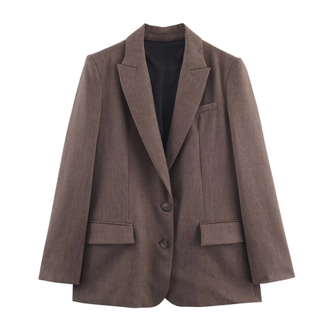 Damen Einfarbig Polyester Blazer Und Hose Rückenknopf Detail Reverskragen Langarm Lässige Mode Streetwear