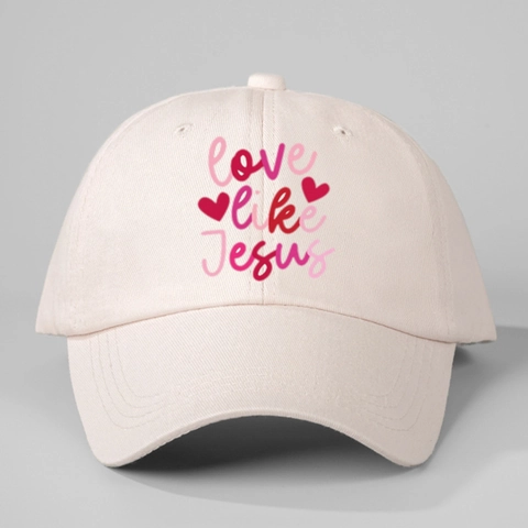 Love Like Jesus Baseballkappe Polyester Baumwolle Verstellbar Sonnenschutz Religiöse Herz Print Freizeit Hut