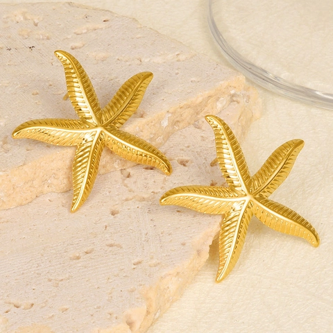 Pendientes De Estrella De Mar Acero Inoxidable 304 Tema Océano Estilo Playa Verano Joyas Moda Para Mujeres Accesorios Metal