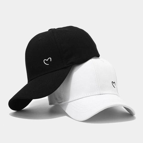 Cotton Baseball Cap Heart Embroidery Sun Protection Outdoor Adjustable Casual Fashion Hat