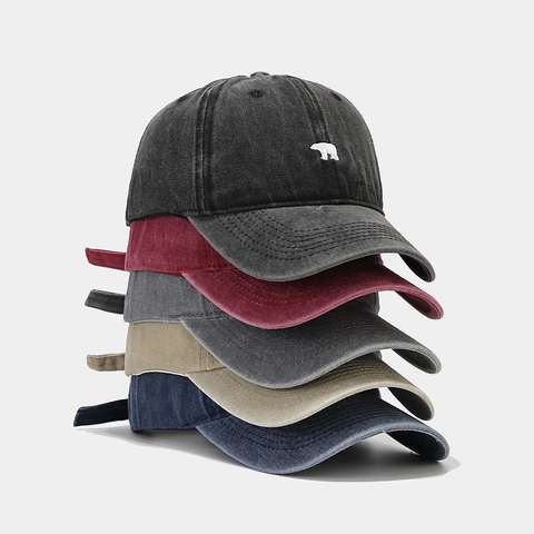Vintage Baseballkappe Aus Gewaschener Baumwolle Mit Eisbär Stickerei Sonnenschutz Verstellbarer Unisex Outdoor Hut