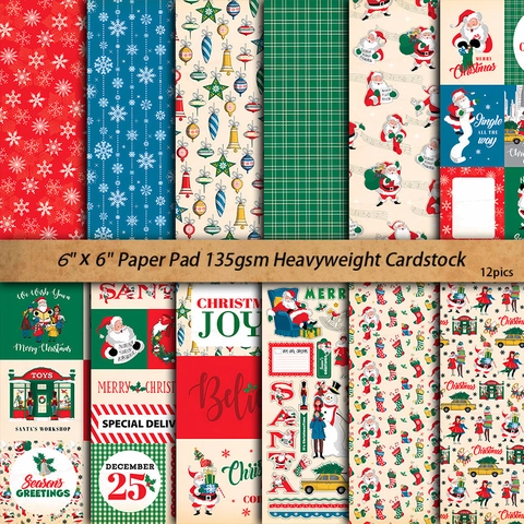 Weihnachts Scrapbook Papier Retro Vintage Weihnachtsmann Muster Für Junk Journal DIY Basteln Material Papier