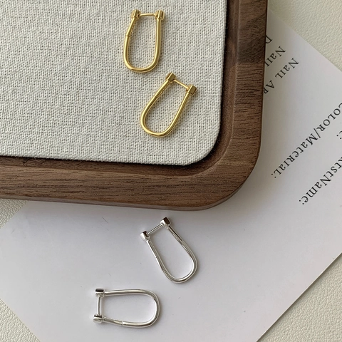 Pendientes De Aro Minimalistas En Forma De U Con Poste De Plata De Ley 925 Joyas Geométricas Pulidas Para Mujer