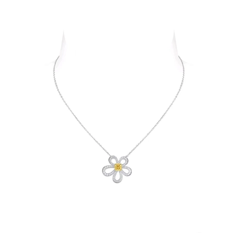925 Sterling Silver Necklace With Radiant Cut Square Stone Flower Pendant Floral Jewelry For Women