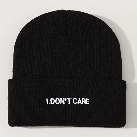 Σκούφος Beanie Ακρυλικό Χειμερινό Ζεστό Κεντημένο I Don't Care Γράμμα Πλεκτό Καπέλο Casual Streetwear Άνδρες Γυναίκες