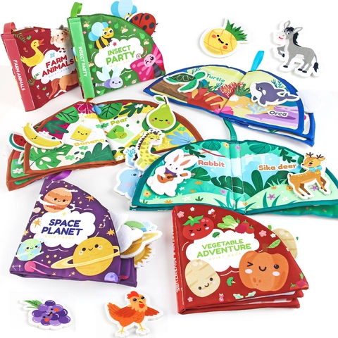 Baby Quiet Book Soft Cloth Interactive Montessori Sensory Toy Tear Resistant Washable Educational For Toddlers Infants