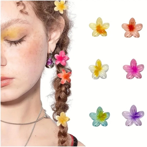 Mollette Per Capelli A Fiore Di Frangipane Resina Acrilica Sfumata Stile Vacanza Spiaggia Estate Accessori Per Capelli Per Donne
