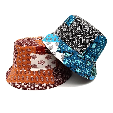 Vissershoed Polyester Paisley Patchwork Omkeerbaar Zonbescherming Vintage Etnisch Bohemien Stijl Voor Reizen Dames