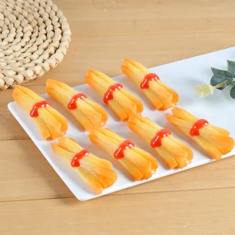 Llavero De Patatas Fritas Simulación Modelo Comida PVC Realista Ketchup Colgante De Bolsa